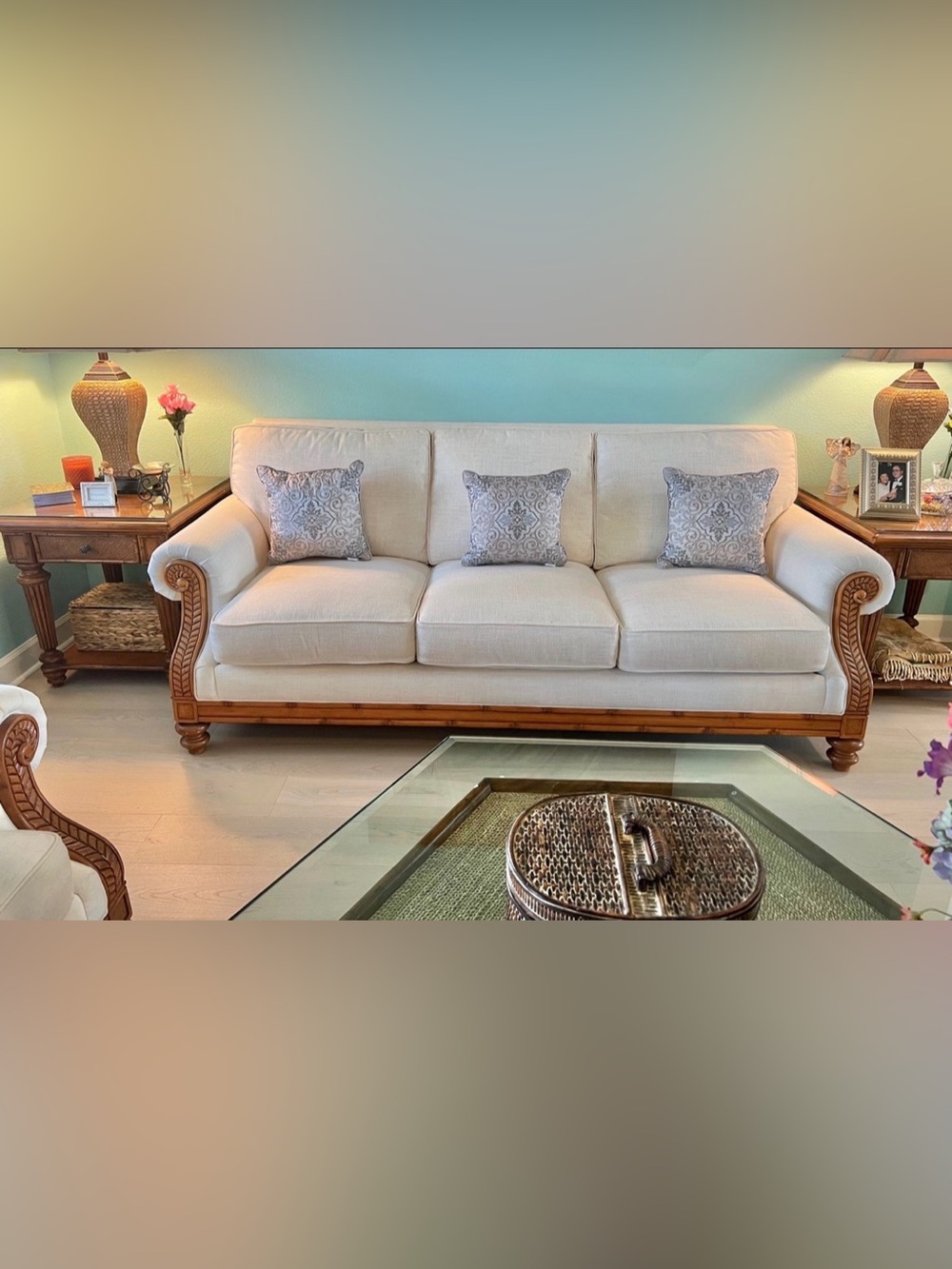 Croscill Gabrijel Fashion Square Blue/Gray Patterned Accent Pillows